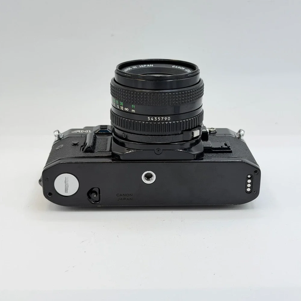 Canon A-1 35mm Film SLR Camera with FD 50mm 1:1.8 Lens, Filter, Cap Black TESTED